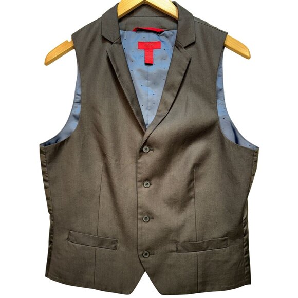 Alfani Men's Button Front Rayon Suit Vest Slim Fit Sleeveless Size S Gray Solid - Picture 1 of 5